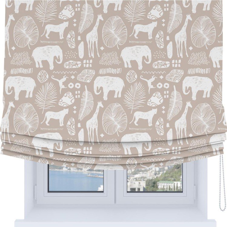 Римская штора Soft с мягкими складками, «Африканские животные»