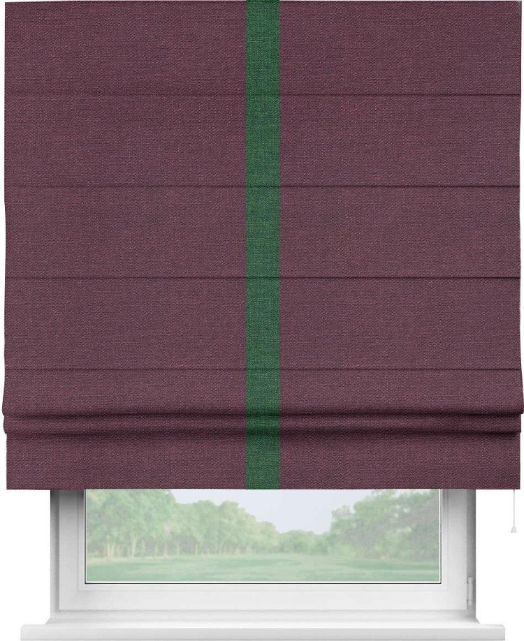 Римская штора «Кортин» с кантом Хайвэй, для проема, ткань лён фиолетовый