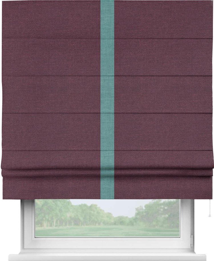 Римская штора «Кортин» с кантом Хайвэй, для проема, ткань лён фиолетовый
