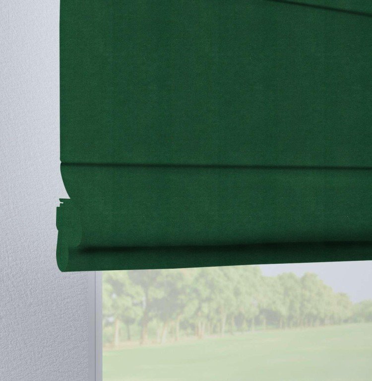 Римская штора на петлях «Кортин», ткань вельвет зеленый